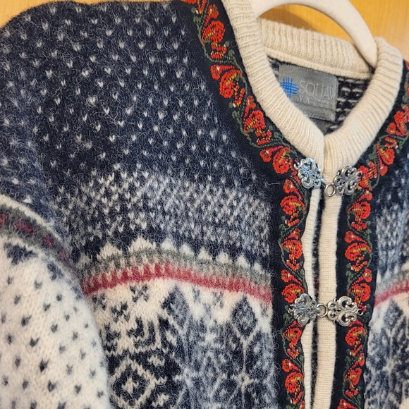 Squaw Valley Vintage Wool Fair Isle Nordic Cardigan Sweater - Picture 2 of 9